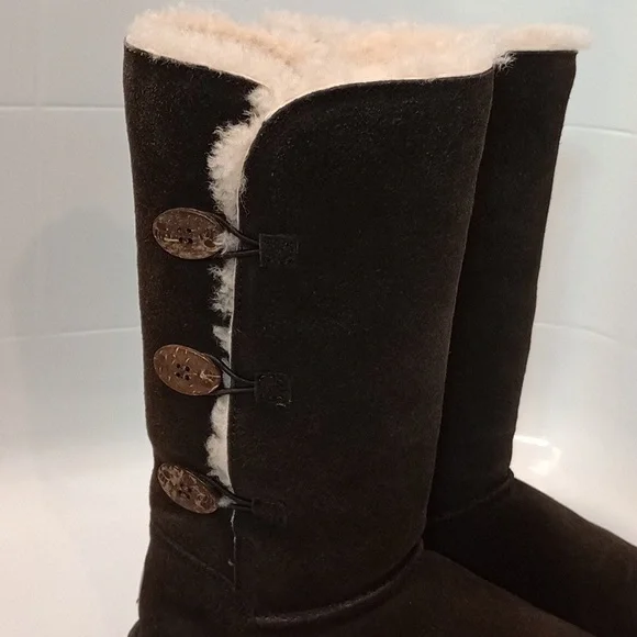 BearPaw Women's Brown Suede Fur Lined Winter Boots - Picture 2 of 9